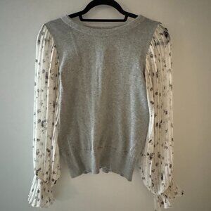 XS Light Gray Anthropologie Sweater With Accordion Pleated Sleeves